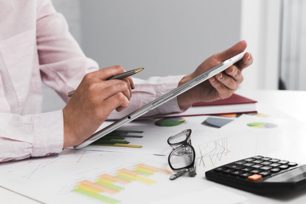 business man working office desktop min